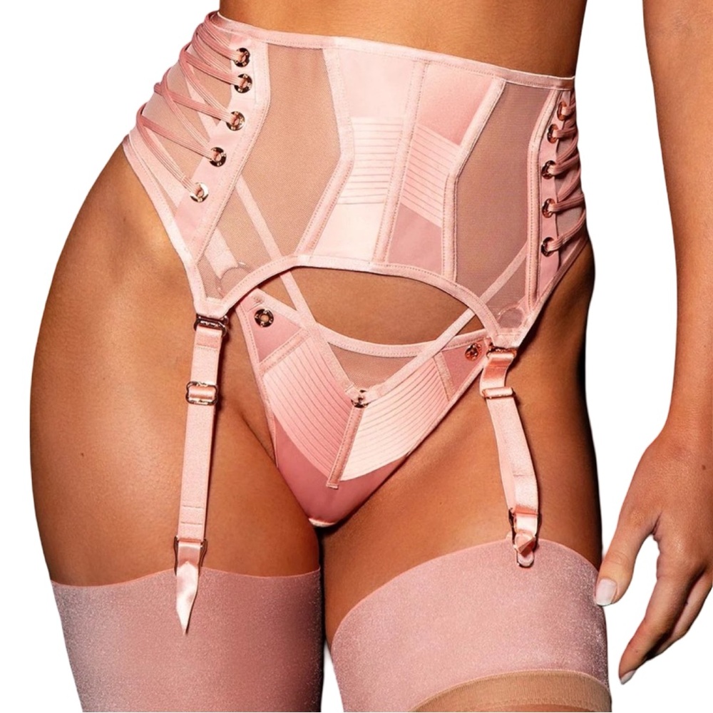 NWOT Honey Birdette Jerry Soft Pink Waspie Garter Belt Size S